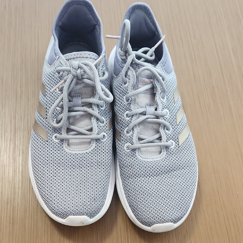Adidas Light Gray Sneakers with Gold Accents
